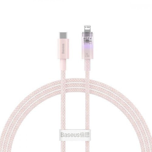 Кабель Baseus Explorer Series with Smart Temperature Control, USB Type-C to Lightning, 20W, 1м, Pink (CATS010204)