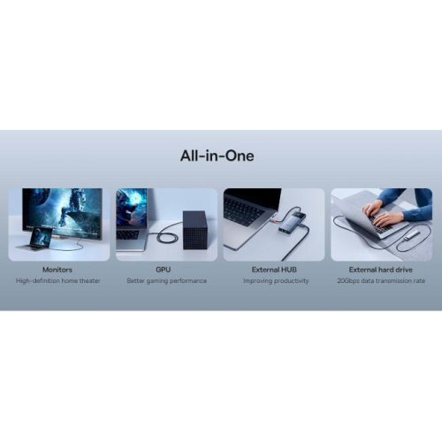 Кабель Baseus Flash Series 2 USB4 Full Featured Data Cable, USB Type-C to USB Type-C, 240W, 1м, Cluster Black (P10311803111-00)