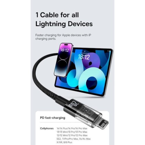 Кабель Baseus Gem Fast-Charging Data Cable, USB Type-C to Lightning, 20W, 1м, Galaxy Blue (P10373001311-00)