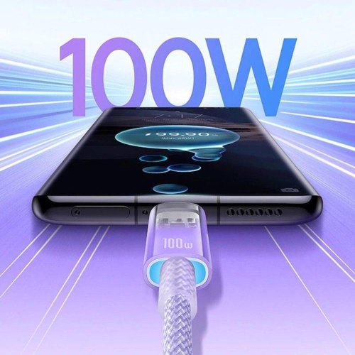 Кабель Baseus Explorer Series with Smart Temperature Control, USB Type-C to USB Type-C, 100W, 1м, Nebula Purple (P10319703511-00)