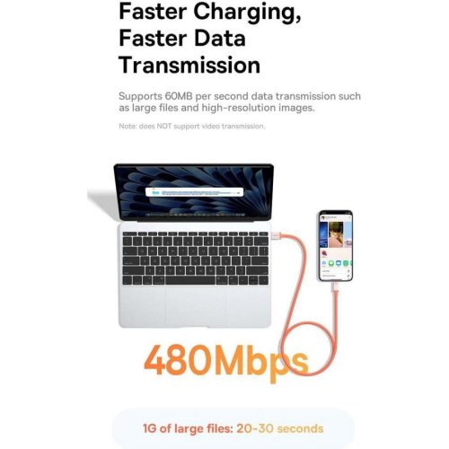 Кабель Baseus Series Fast Charging Data Cable, USB Type-A to USB Type-C, 100W, 1м, Canyon Coral (P10368801731-00)