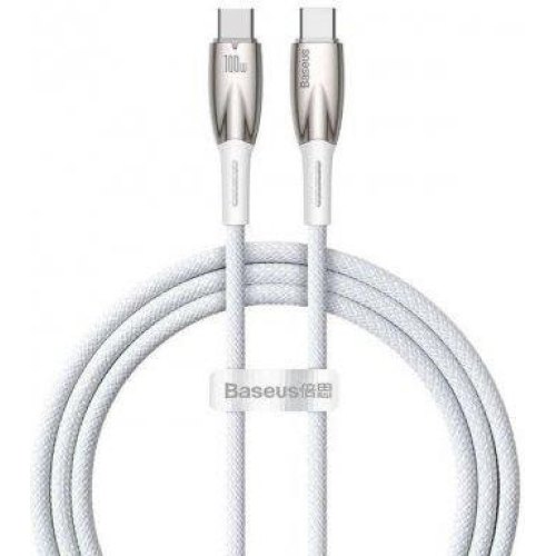 Кабель Baseus Glimmer Series Fast Charging Data Cable, USB Type-C to USB Type-C, 100W, 1м, White (CADH000702)