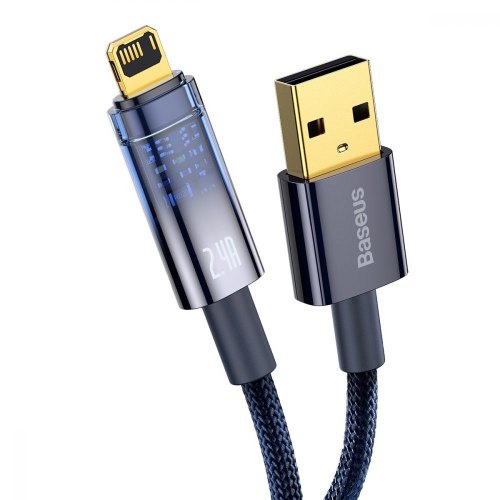 Кабель Baseus Explorer Series Auto Power-Off Fast Charging Data Cable, USB Type-A to Lightning, 2.4A, 1м, Blue (CATS000403)