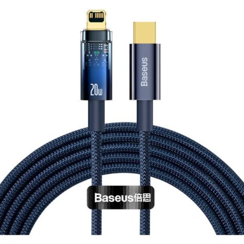 Кабель Baseus Explorer Series Auto Power-Off Fast Charging Data Cable, USB Type-C to Lightning, 20W, 2м, Blue (CATS000103)