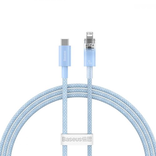 Кабель Baseus Explorer Series with Smart Temperature Control, USB Type-C to Lightning, 20W, 1м, Blue (CATS010203)