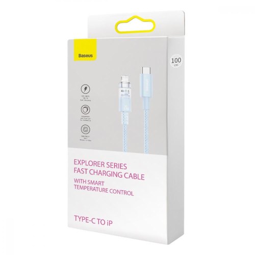 Кабель Baseus Explorer Series with Smart Temperature Control, USB Type-C to Lightning, 20W, 1м, Blue (CATS010203)