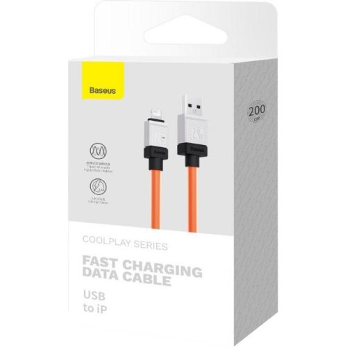 Кабель Baseus CoolPlay Series Fast Charging Cable, USB Type-A to Lightning, 2.4A, 2м, Orange (CAKW000507)
