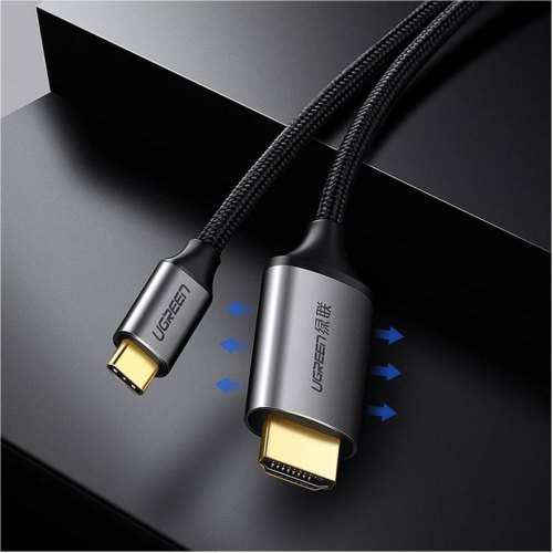 Кабель Ugreen MM142 USB Type-C to HDMI, 1.5м, Gray/Black (UGR-50570)