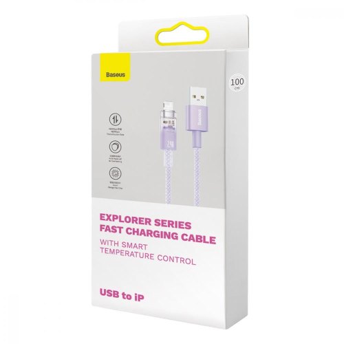 Кабель Baseus Explorer Series with Smart Temperature Control, USB Type-A to Lightning, 2.4A, 1м, Purple (CATS010005)