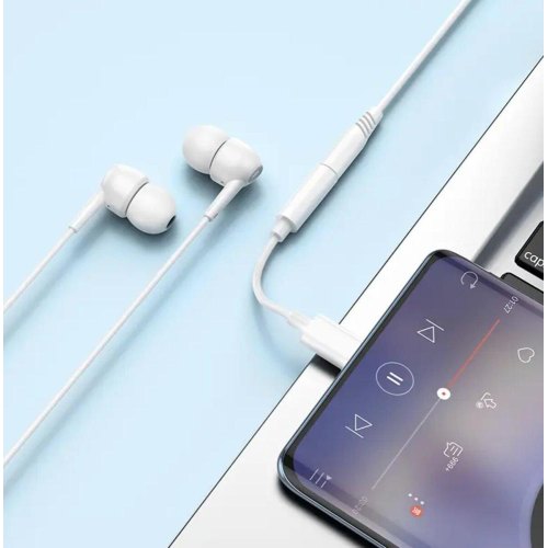 Кабель-перехiдник Hoco LS35, USB Type-C (M) to 3.5mm (F), White