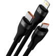 Кабель Baseus Flash Series II One-for-three Fast Charging Data Cable, USB Type-A to Micro USB/Lightning/USB Type-C, 66W, 1.2м, Black (CASS040001)