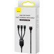 Кабель Baseus Flash Series II One-for-three Fast Charging Data Cable, USB Type-A to Micro USB/Lightning/USB Type-C, 66W, 1.2м, Black (CASS040001)