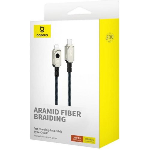 Кабель Baseus Unbreakable Series Fast Charging Data Cable, USB Type-C to Lightning, 20W, 2м, Stellar White (P10355803221-01)