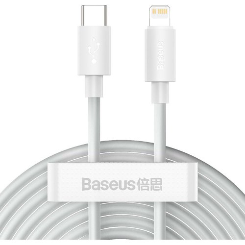 Кабель Baseus Simple Wisdom Data Cable Kit, USB Type-A to Lightning, PD 20W, 2PCS/Set, 1.5м, White (TZCATLZJ-02)