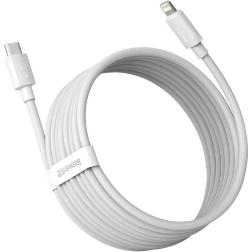 Кабель Baseus Simple Wisdom Data Cable Kit, USB Type-A to Lightning, PD 20W, 2PCS/Set, 1.5м, White (TZCATLZJ-02)