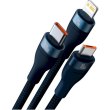 Кабель Baseus Flash Series II Two-for-three Charging Cable, USB Type-A/USB Type-C to Micro USB/Lightning/USB Type-C, 100W, 1.2м, Blue (CASS030103)