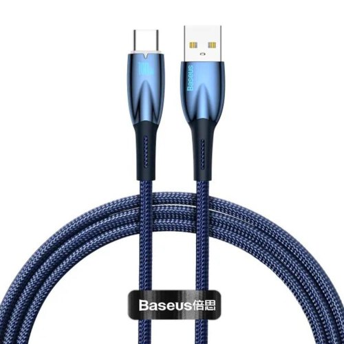 Кабель Baseus Glimmer Series Fast Charging Data Cable, USB Type-A to USB Type-C, 100W, 1м, Blue (CADH000403)