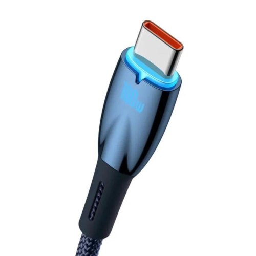 Кабель Baseus Glimmer Series Fast Charging Data Cable, USB Type-A to USB Type-C, 100W, 1м, Blue (CADH000403)