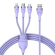 Кабель Baseus Flash Series II One-for-three Fast Charging Data Cable, USB Type-A to Micro USB/Lightning/USB Type-C, 66W, 1.2м, Purple (CASS040005)