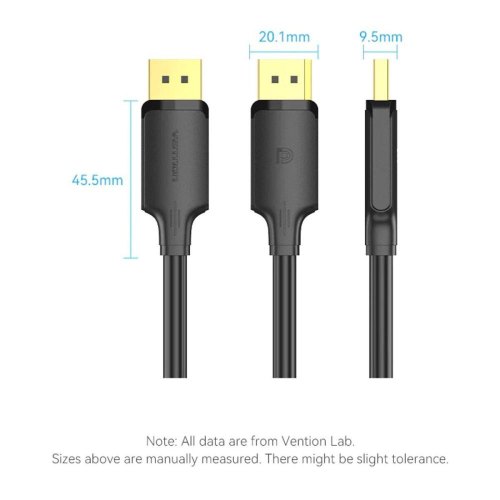 Кабель Vention, DisplayPort Male to Male, 4K, 2м, Black (HAKBH)