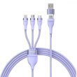 Кабель Baseus Flash Series II Two-for-three Charging Cable, USB Type-A/USB Type-C to Micro USB/Lightning/USB Type-C, 100W, 1.2м, Purple (CASS030105)