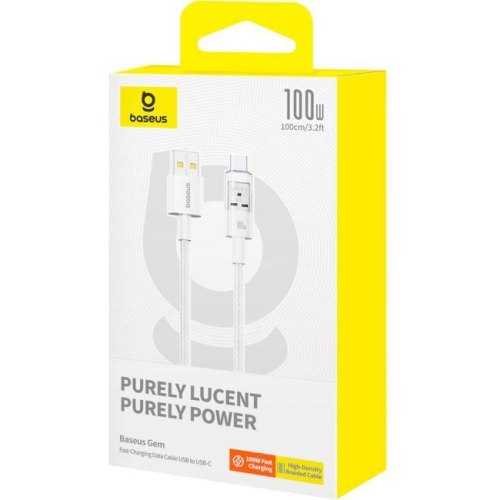 Кабель Baseus Gem Fast-Charging Data Cable, USB Type-A to USB Type-C, 100W, 1м, Moon White (P10364500511-01)