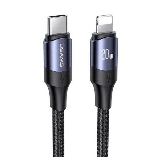 Кабель Usams US-SJ522 U71, USB Type-C to Lightning, 20W PD, 2м, Black (SJ522USB01)