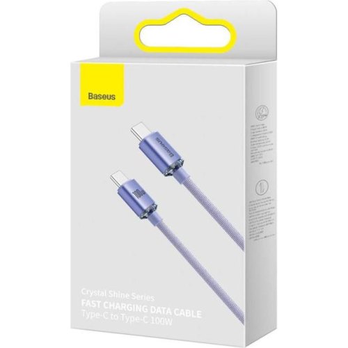 Кабель Baseus Crystal Shine Series Fast Charging Data Cable, USB Type-C to USB Type-C, 100W, 1.2м, Purple (CAJY000605)