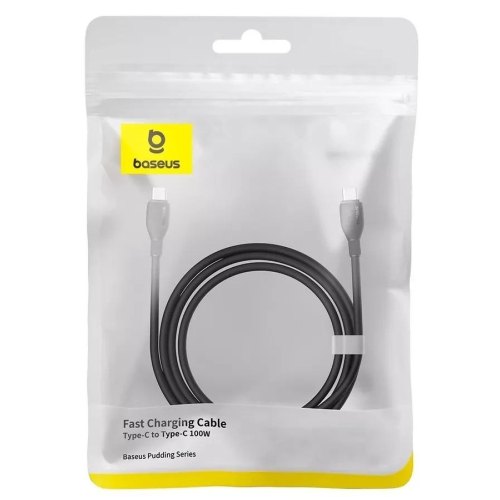 Кабель Baseus Pudding Series Fast Charging Cable, USB Type-C to USB Type-C, 100W, 1.2м, Cluster Black (P10355702111-00)