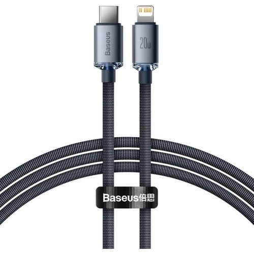 Кабель Baseus Crystal Shine Series Fast Charging Data Cable, USB Type-C to Lightning, 20W, 2м, Black (CAJY000301)
