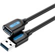 Кабель-перехідник Vention, USB 3.0 Type-A (M) to USB Type-A (F), 3м, Black (CBHBI)