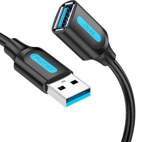 Кабель-перехідник Vention, USB 3.0 Type-A (M) to USB Type-A (F), 3м, Black (CBHBI)