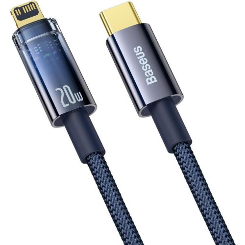 Кабель Baseus Explorer Series Auto Power-Off Fast Charging Data Cable, USB Type-C to Lightning, 20W, 1м, Blue (CATS000003)