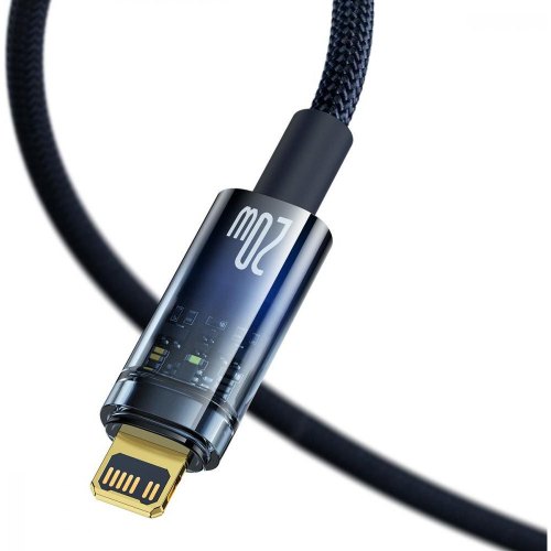 Кабель Baseus Explorer Series Auto Power-Off Fast Charging Data Cable, USB Type-C to Lightning, 20W, 1м, Blue (CATS000003)