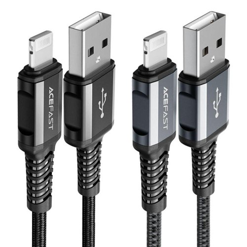 Кабель Acefact C1-02, USB Type-A to Lightning, 2.4A, 1.2м, Black (AFC1-02B)