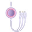 Кабель Baseus Bright Mirror 2 Series Retractable 3-in-1, USB Type-C to Micro USB/Lightning/USB Type-C, 100W, 1.1м, Purple (CAMJ010205)