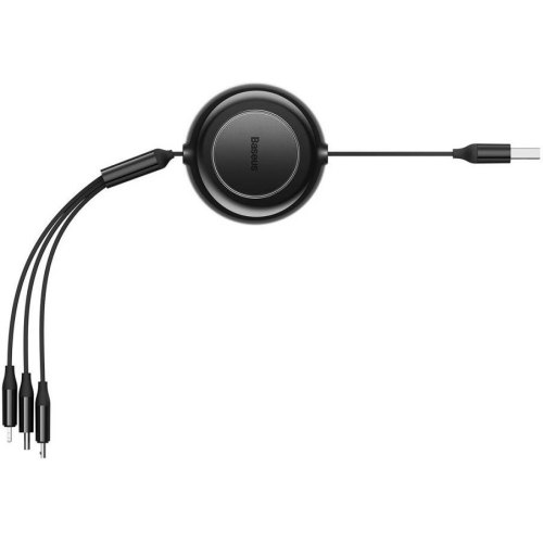 Кабель Baseus Bright Mirror 2 Series Retractable 3-in-1, USB Type-A to Micro USB/Lightning/USB Type-C, 3.5A, 1.1м, Black (CAMJ010001)
