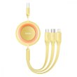 Кабель Baseus Bright Mirror 2 Series Retractable 3-in-1, USB Type-A to Micro USB/Lightning/USB Type-C, 3.5A, 1.1м, Yellow (CAMJ010011)