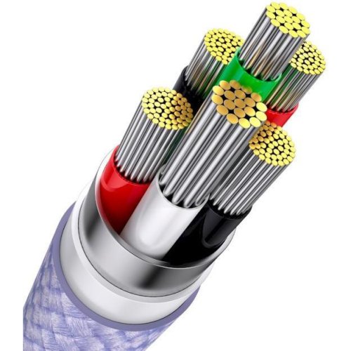 Кабель Baseus Flash Series II One-for-three Fast Charging Data Cable, USB Type-A to Micro USB/Lightning/USB Type-C, 100W, 1.2м, Purple (CASS030005)