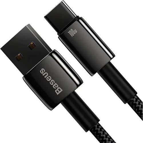 Кабель Baseus Tungsten Gold Fast Charging Data Cable, USB Type-A to USB Type-C, 100W, 2м, Black (CAWJ000101)