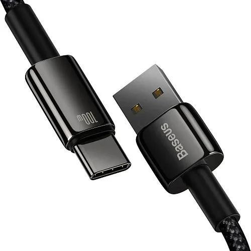Кабель Baseus Tungsten Gold Fast Charging Data Cable, USB Type-A to USB Type-C, 100W, 2м, Black (CAWJ000101)