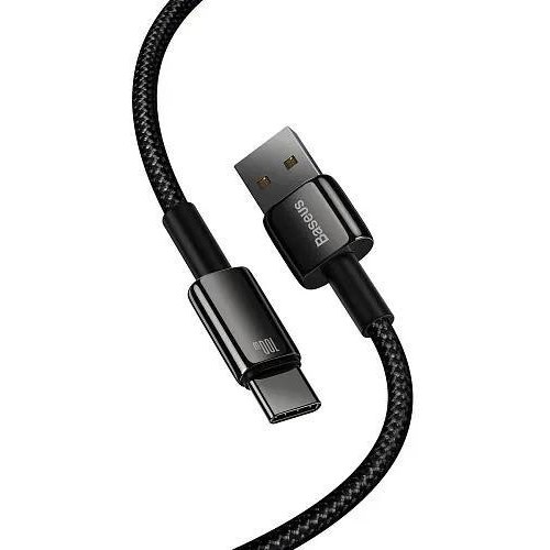 Кабель Baseus Tungsten Gold Fast Charging Data Cable, USB Type-A to USB Type-C, 100W, 2м, Black (CAWJ000101)