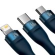 Кабель Baseus Flash Series II One-for-three Fast Charging Data Cable, USB Type-A to Micro USB/Lightning/USB Type-C, 66W, 1.2м, Blue (CASS040003)