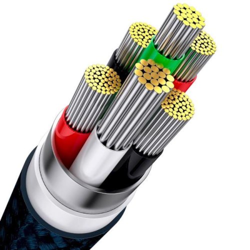 Кабель Baseus Flash Series II One-for-three Fast Charging Data Cable, USB Type-A to Micro USB/Lightning/USB Type-C, 66W, 1.2м, Blue (CASS040003)