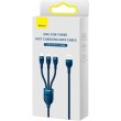 Кабель Baseus Flash Series II One-for-three Fast Charging Data Cable, USB Type-A to Micro USB/Lightning/USB Type-C, 66W, 1.2м, Blue (CASS040003)
