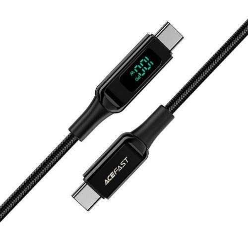 Кабель Acefact C6-03, USB Type-C to USB Type-C, 5A, 100W, дисплей, 2м, Black (AFC6-03B)