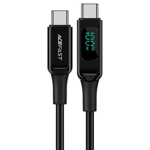 Кабель Acefact C6-03, USB Type-C to USB Type-C, 5A, 100W, дисплей, 2м, Black (AFC6-03B)