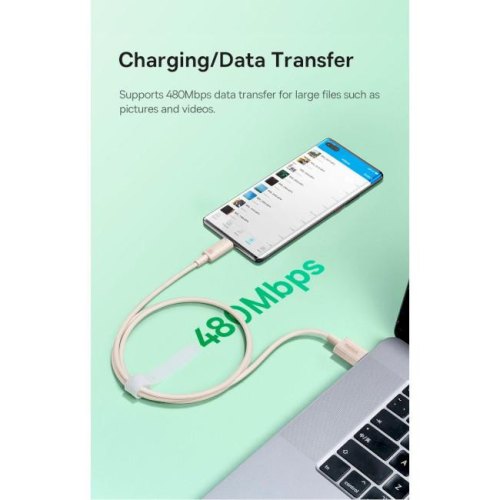 Кабель Baseus Habitat Series Fast Charging Cable, USB Type-A to USB Type-C, 100W, 2м, Natural Green (P10360203631-01)