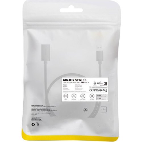Кабель-подовжувач Baseus AirJoy Series, USB Type-A (M) to USB Type-A (F), USB 2.0, 0.5м, Cluster Black