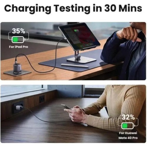 Мережевий зарядний пристрій Ugreen CD319, USB Type-C, GaN, 30W, EU, Space Gray (UGR-90666)